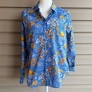 •Talbots• Classic Floral Button Down Blouse -  Size Large Petite